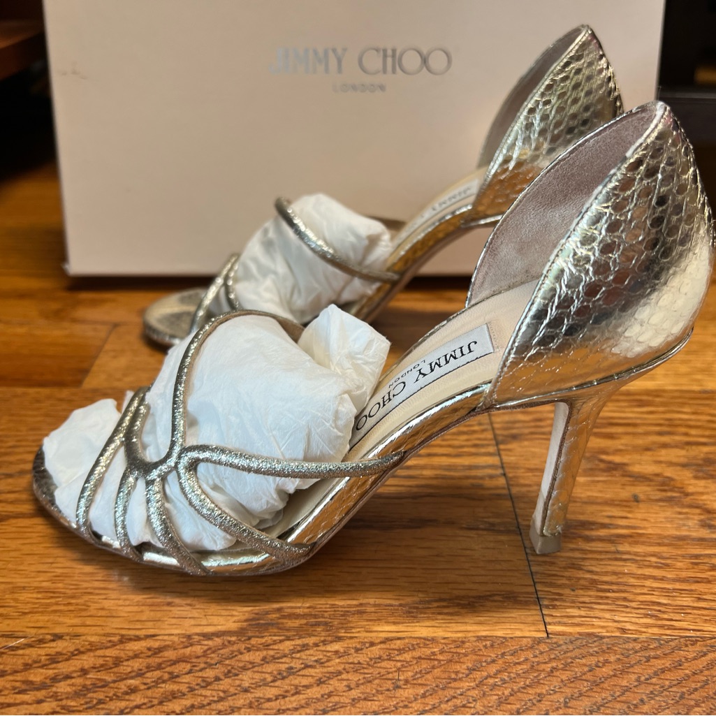 Jimmy Choo - Light Gold Snake Skin And Glitter Heels - Size 36 - Great Condition